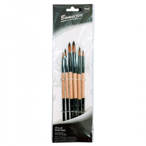 Artist Paint Brush 6 pc Set Value Pack (Liner/Angular/Flat/Filbert/Mix)